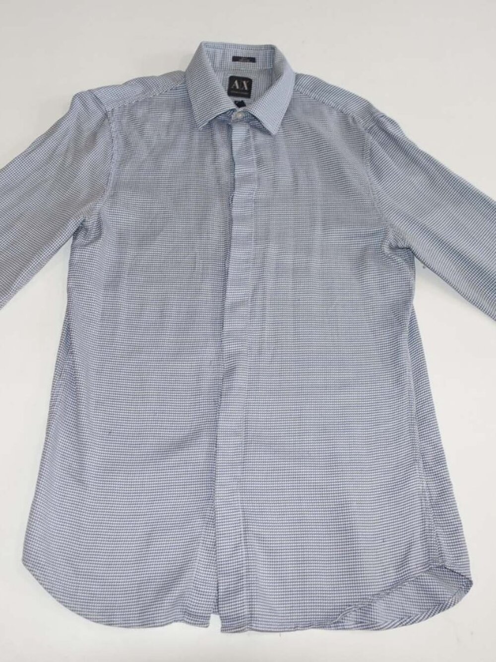 AX Armani Exchange Men's Slim Fit Button Front Shirt Size Medium Gray Blue White